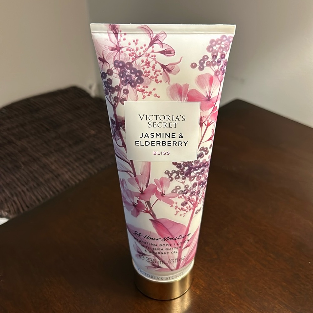 Victoria’s Secret Jasmine & Elderberry bliss hydrating body lotion.